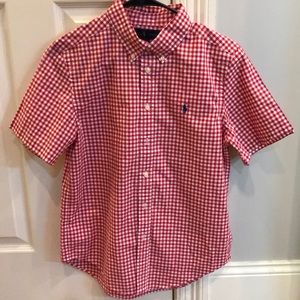 Boys SZ L NWT Polo red plaid button down